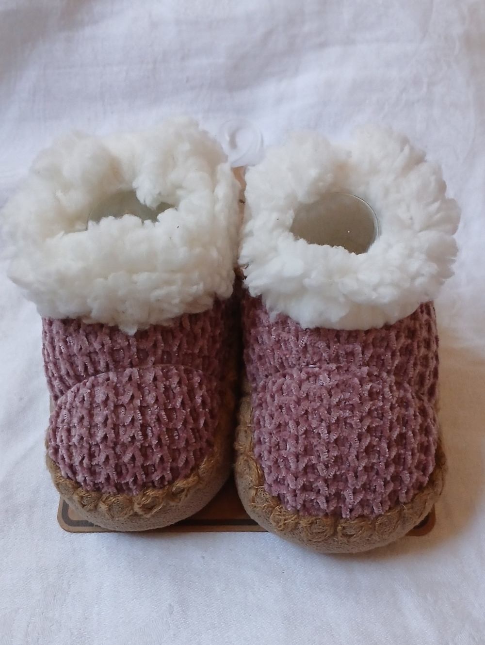 Bearpaw Infant Baby Girl Burgandy Slippers Size 0-6 Months New